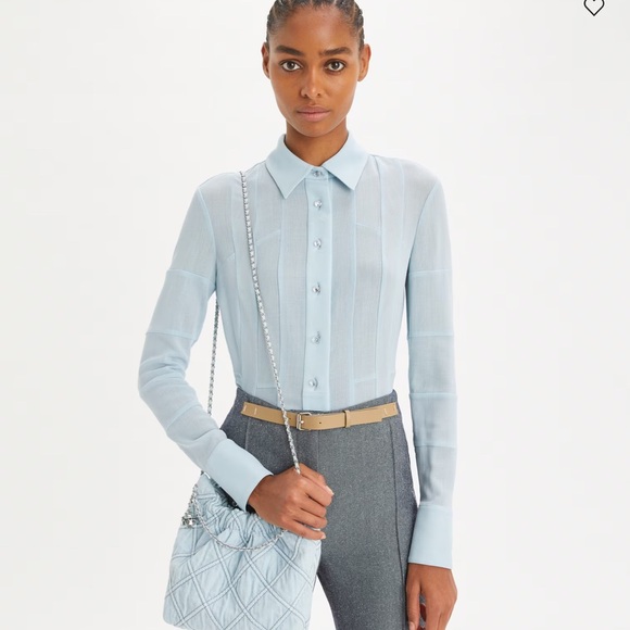 TORY BURCH MINI FLEMING SOFT DENIM HOBO BAG (NWOT) please read description. - Picture 7 of 16